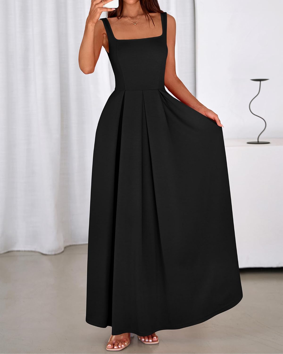 BTFBM Women Summer Square Neck Maxi Dress Spring 2026 Elegant Classy Sleeveless Formal Wedding Guest Cocktail Dresses - Image 8