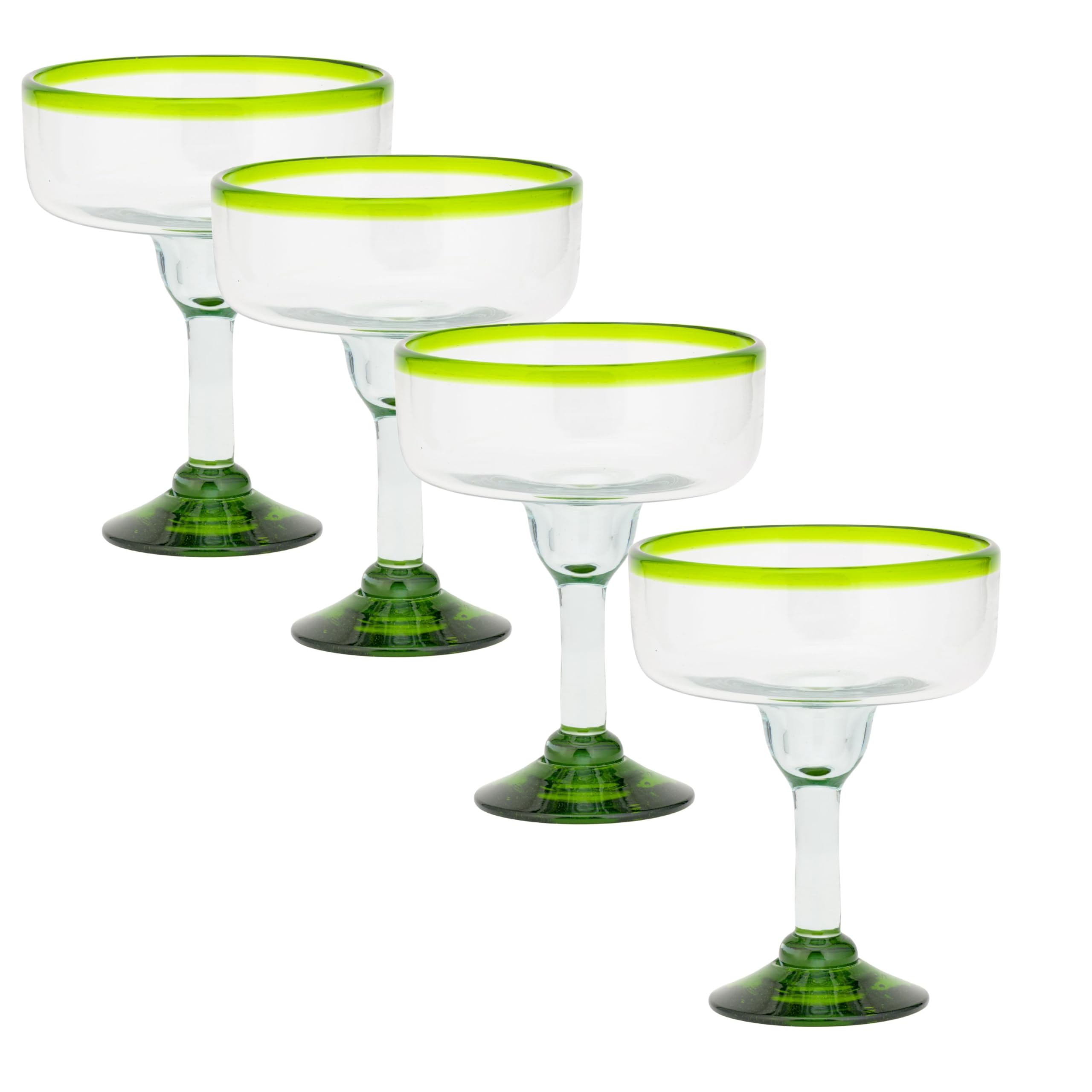 Lime Rim Mexican Glassware by 10 Strawberry Street – Margarita, 16.0 fluid_ounces, Recycled Glass, Lime Rim, Pack of 4
