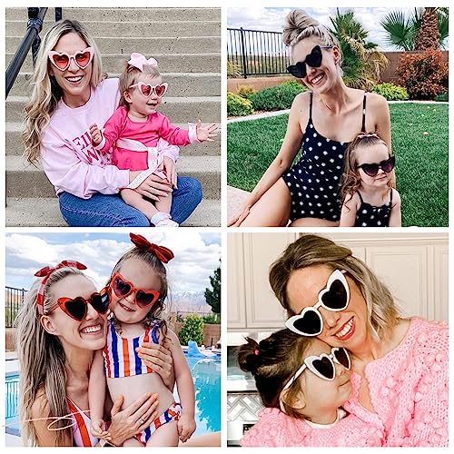 2 Pairs Retro Heart Sunglasses for Women Fun Mommy and Me Sets Birthday Glasses Easter Basket Stuffers2