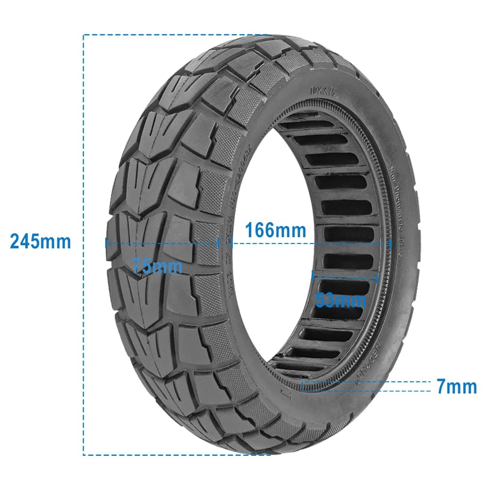 Ruedas Todoterreno macizas de Caucho 10x2.75 para Patinete Eléctrico Smartgyro Speedway/Speedway Pro, Speedway 5,Rockway/Crossover, Dualtron 3, Offroad (2 PCS)
