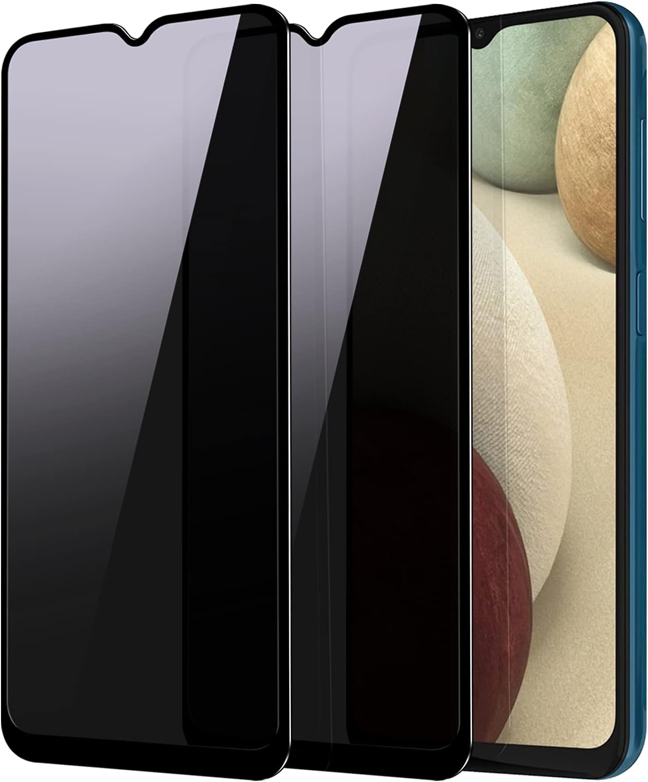 YWXTW Privacy Screen Protector for Samsung Galaxy A12/A13/A13 LTE/A32 5G/A03S/A02S, Upgraded Anti Spy Anti Peeping Tempered Glass Protector, 2-Pack (Black)