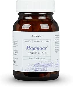 BioProphyl® Magmaar - 750 mg L-Arginin Base mit Zink und Selen und Vitaminen Niacin und B12 - Manneskraft für Fruchtbarkeit und Fortpflanzung - 120 vegetarische Kapseln