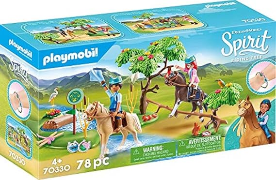 PLAYMOBIL DreamWorks Spirit 70330 Desafío en el Río con Pru y Chica Linda para Niños desde 4 Años