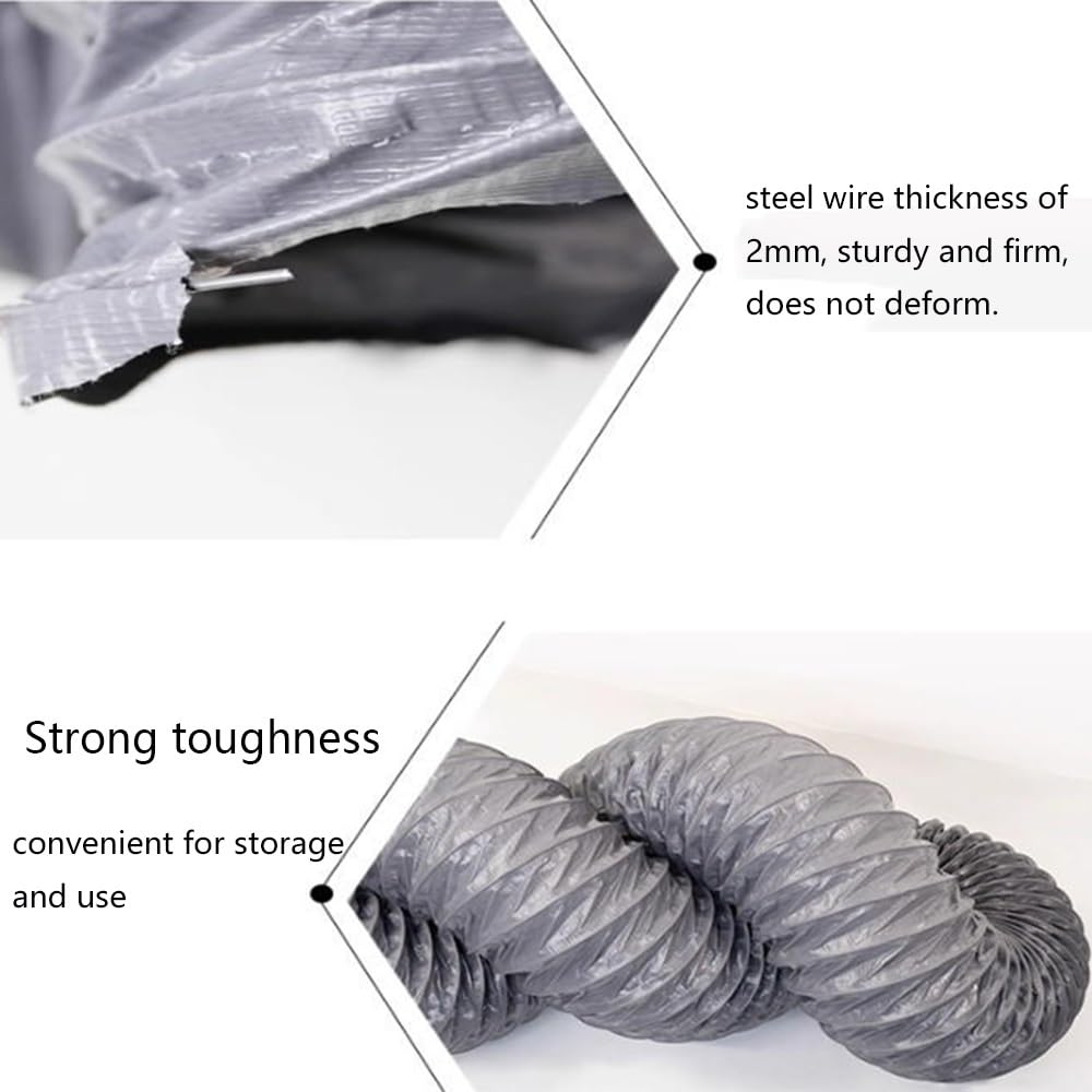Tubo flessibile da 4,9 m, tubo di scarico portatile per ventilazione HVAC, tende da coltivazione, stanze per asciugatrice, cucina