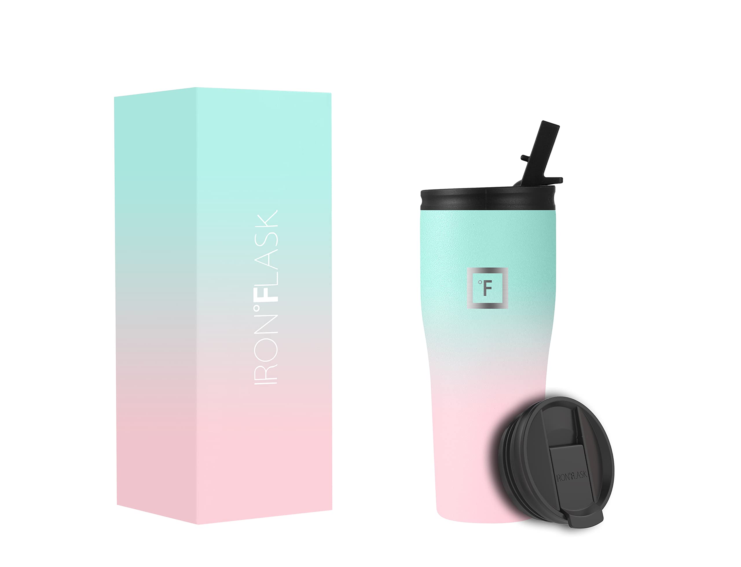 IRON °FLASK Rover Tumbler 2.0-32 Oz 2 Lids Vacuum Insulated Stainless Steel Bottle, Modern Double Walled, Drinking Cup Simple Thermo Travel Mug, Hydro Water Metal Canteen Winter White