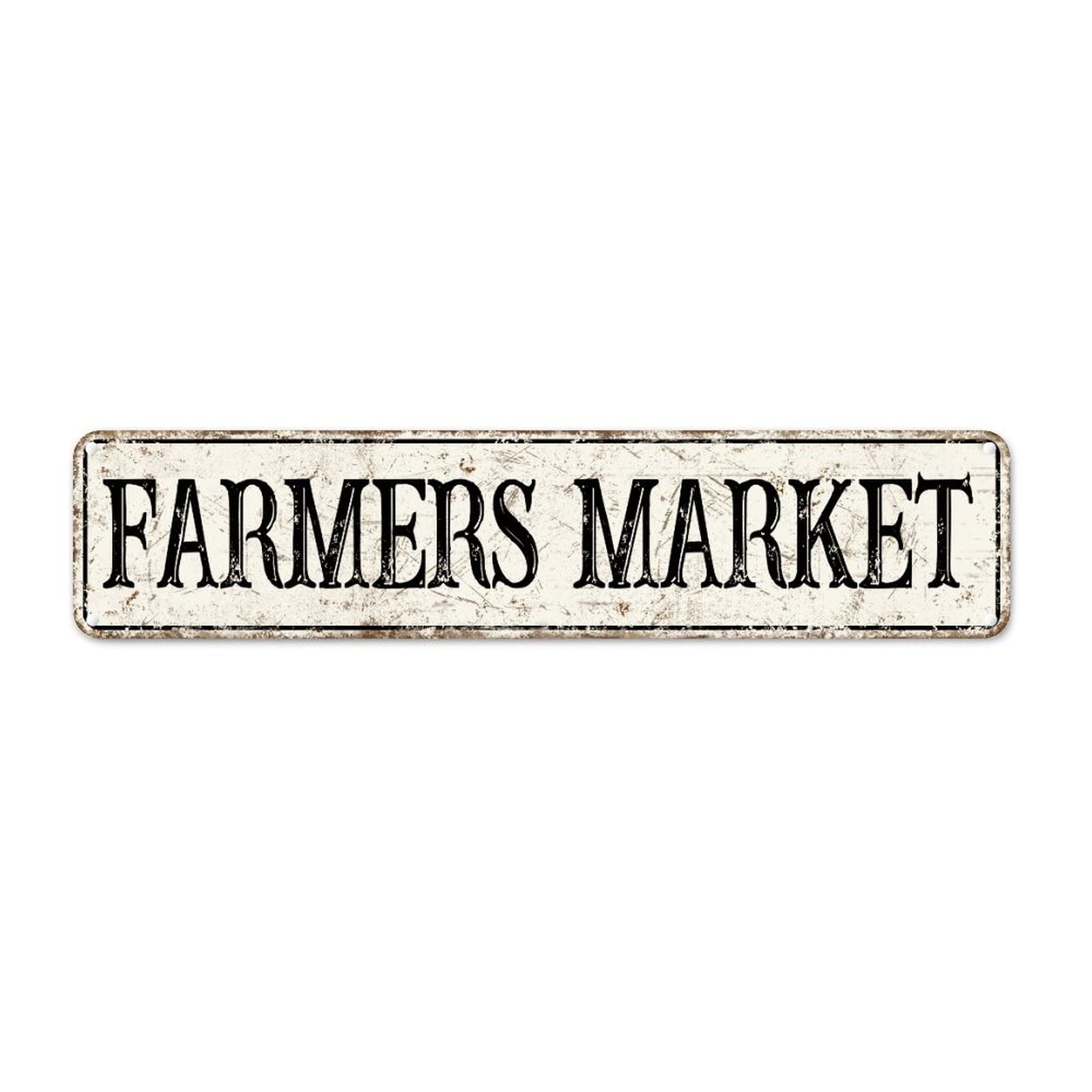 Farmers Market Custom Street Signs Metal Farmers Market Metal Sign Vintage Farmers Market Decorative Sign Wall Art Farmhouse Rustic Decorative For Bedroom Living Room Kitchen Front Porch 18x4in