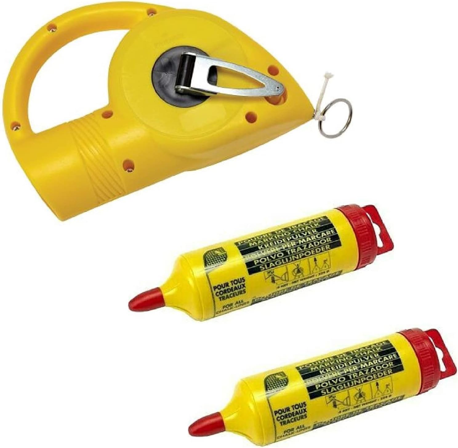 Maxi Chalk Line 30mtr Road/Roof Marking c/w 2No Chalk Flasks, Yellow