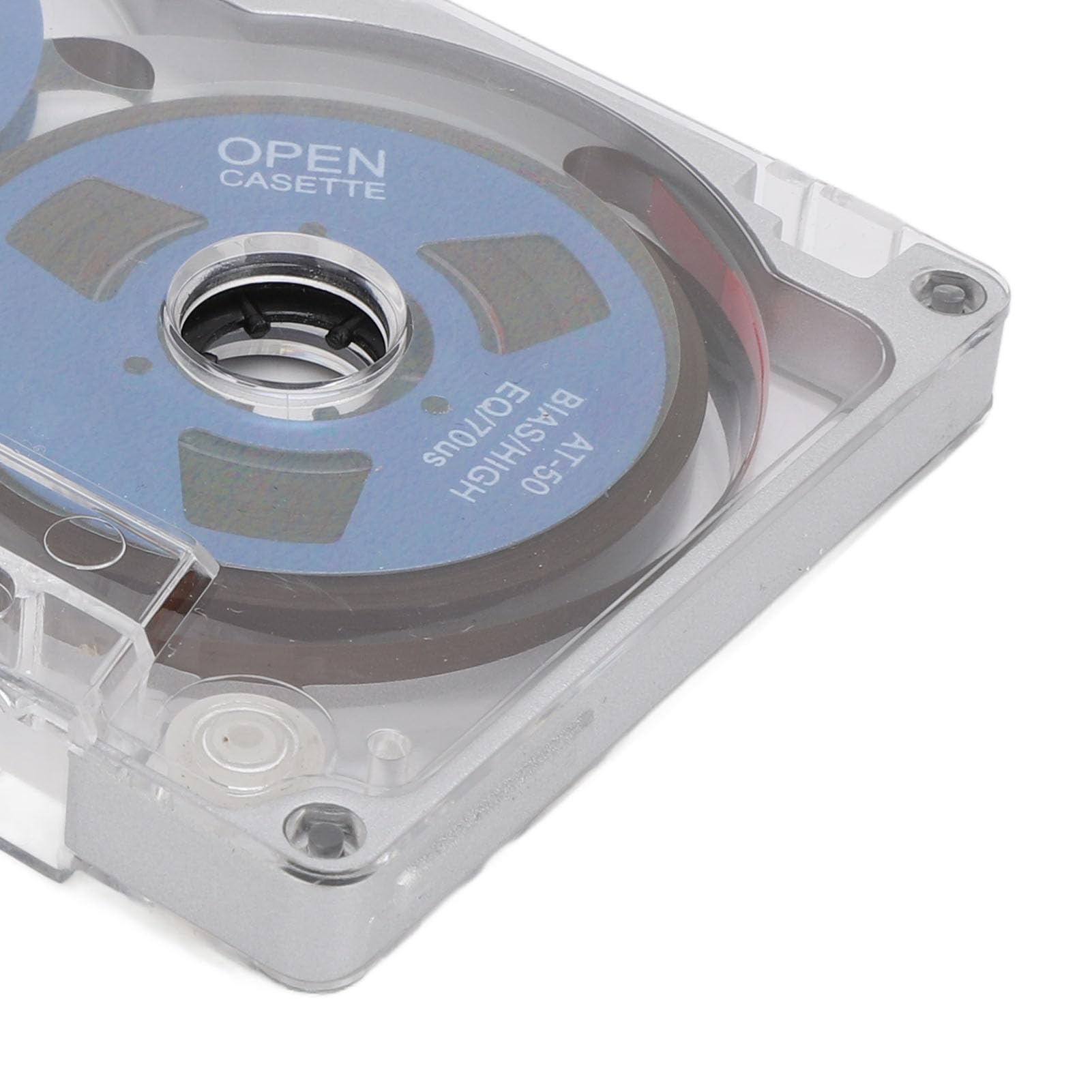 Reel to Reel Blanko Tonkassettenband, 55 Minuten DIY Musikaufzeichnungsband, Aluminiumlegierungsgehäuse mit Bunten Metallbeschichteten Rädern (Silberner Rahmen, Blaue Platte)