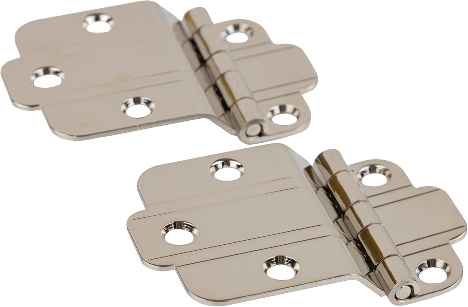 Nickel Art Deco Offset Mount Cabinet Door Hinge | Pack of 2 | Hoosier Type Cabinets Reproduction Hardware | UA-202-HPN