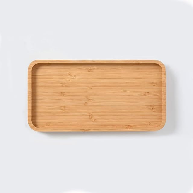 Bamboo Vanity Tray,Bathroom Tray, Small Tray for Dresser Counter, 11.8L x 5.9W x 1.1H inch
