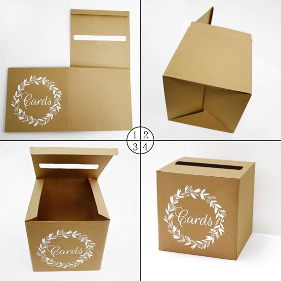 KALEFO Kraft Card Box Wedding Favors Post Boxes Cardboard Wedding Party Decor Table Centerpiece