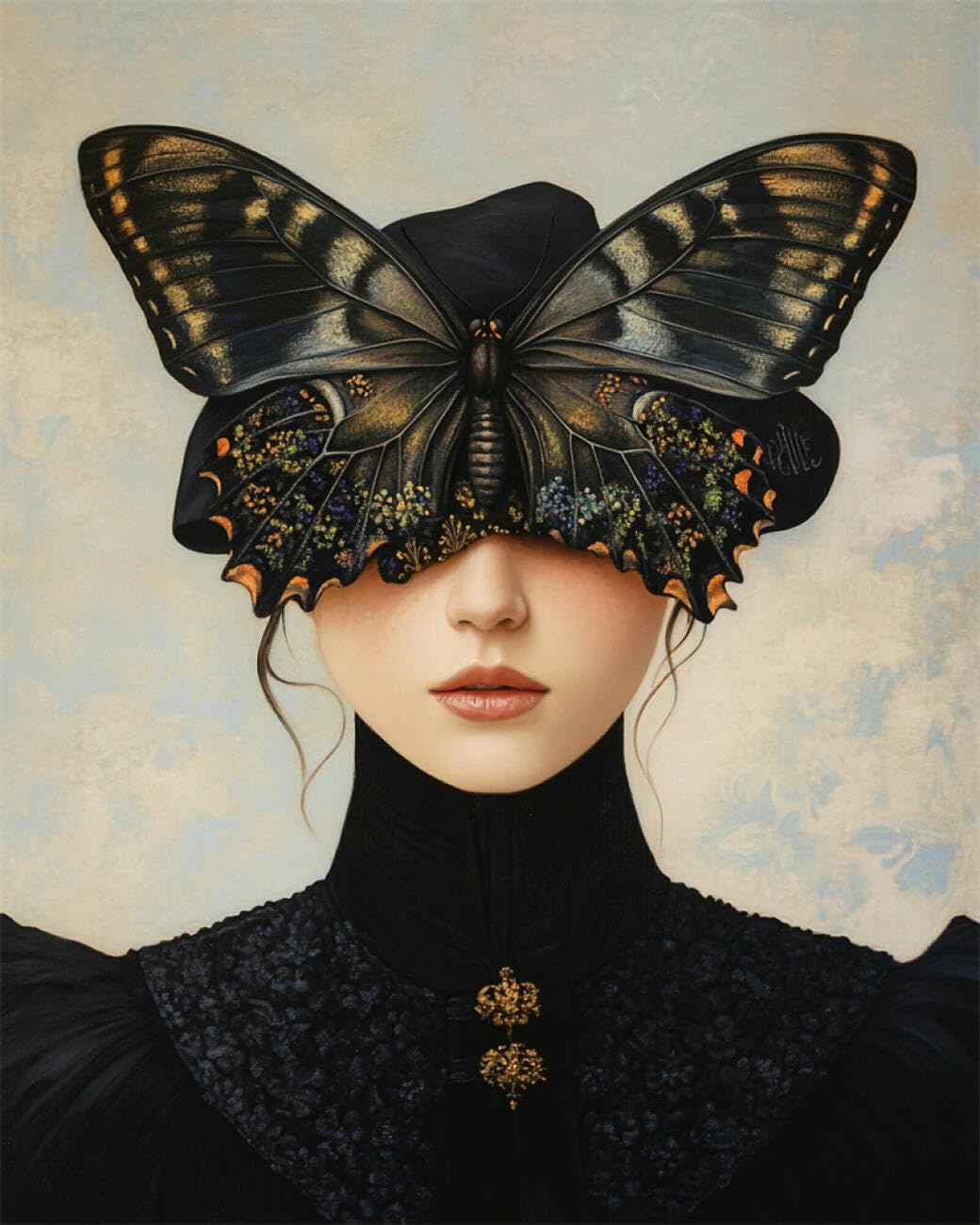 RKFLGEW 14CT Cross-Stitch Kits Fantasy Woman and Butterfly Preprinted Fabric Cross Stitch DIY Art Needlecrafts Embroidery Kits for Adults Beginners 40x50cm