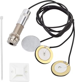 PAGOW 3-in-1 Piezo Transducer Pickup for Acoustic Guitar, Violin, Ukulele - Self-Adhesive, Pre-Wired, No Soldering Needed