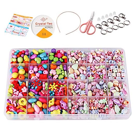 680 Abalorios Cuentas Kit para Hacer Pulseras, Wafly Niños Bricolaje Conjunto de Perlas de Resina Acrílica Craft Kits con Caja Venda para Collares Pulseras DIY Haciendo Kit Educativo Juguetes