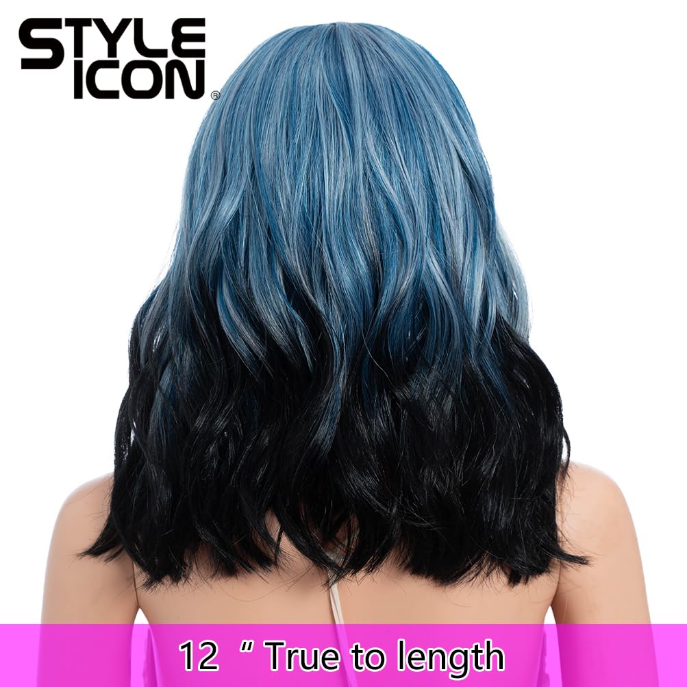 Style Icon 13x7 Lace Frontal Wig 12” Short Wavy Free Part Wig High Temperature Heat Resistant Synthetic Hair