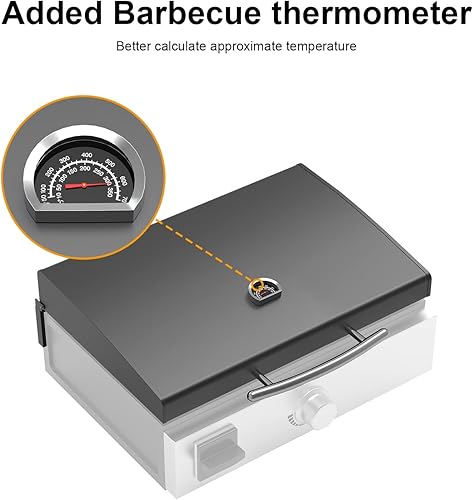 Miniatura 2 de Cubierta dura con bisagras de 17 pulgadas con termómetro para parrilla Blackstone de 17 pulgadas, tapa de parrilla 5010 para parrilla Blackstone,