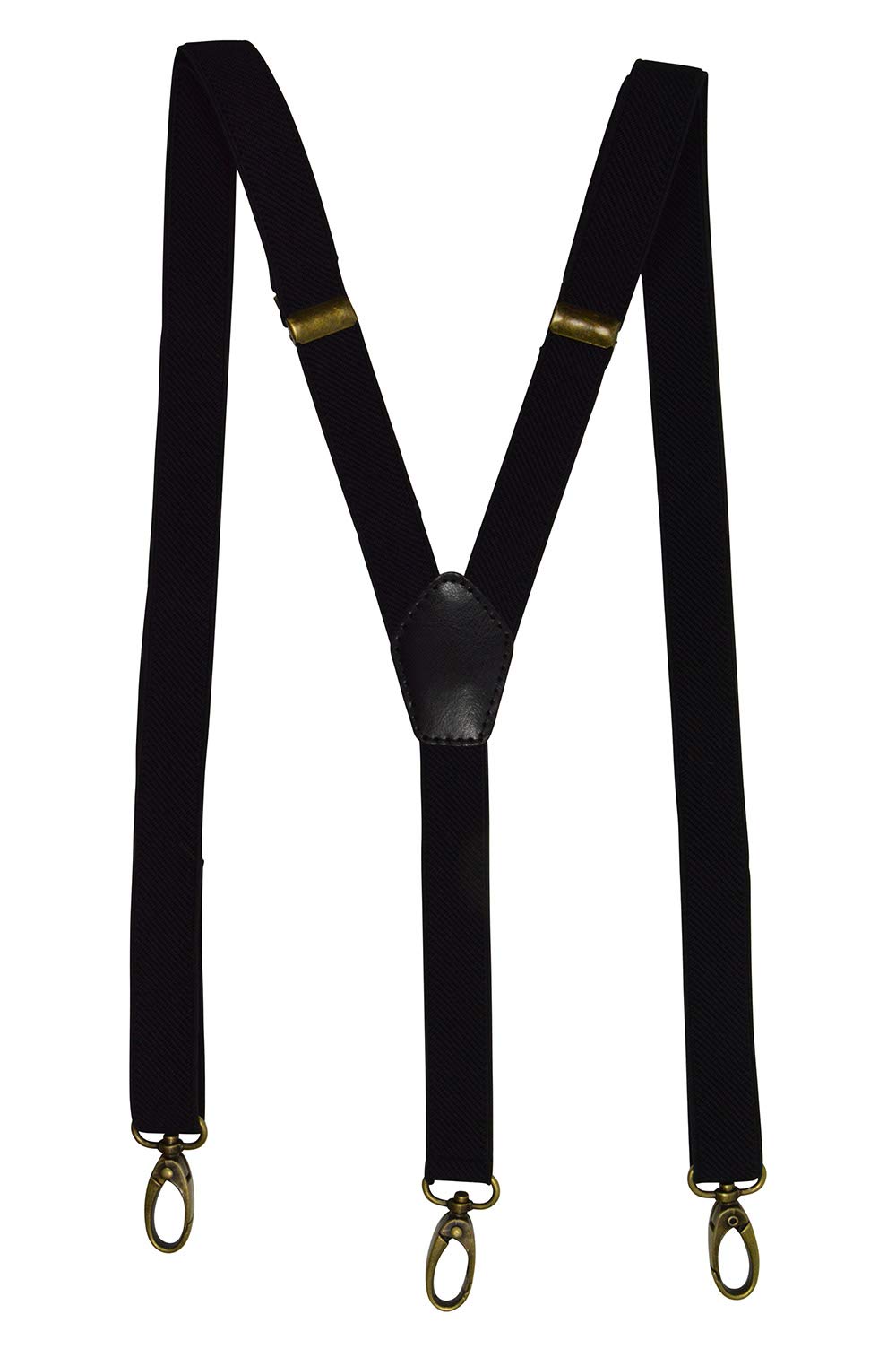 Olata Unisex Skinny Clip On Y-Style Braces/Suspenders with Brass Carabiner Clips - 2cm. Black