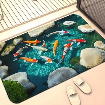 Optical Illusion Rug, Colorful 2D Absorbent Bathroom Rug Mat, Washable Bath Mats, Optical Illusion Rugs for Bathroom Kitchen Bathtub,Home Decor Accessories Color D 1pcs