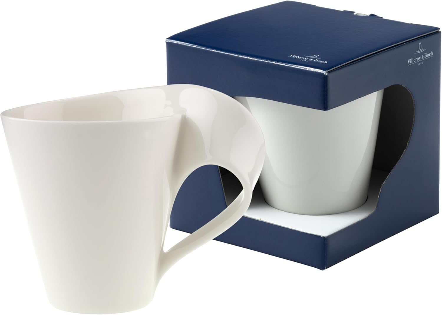 Villeroy & Boch New Wave Porcelain Cafe Mug, 1 Count (Pack of 3), White