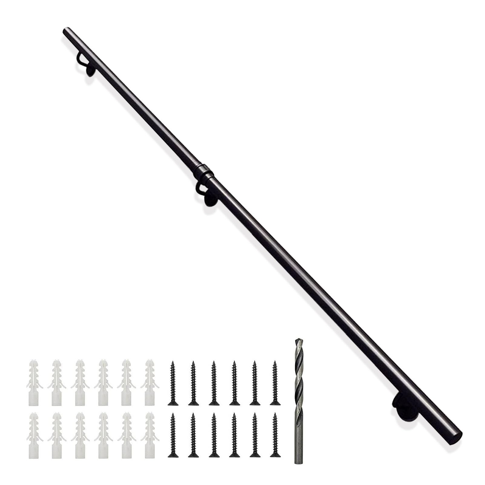 Rampe d'escalier 330 cm en métal noir pour intérieur et extérieur