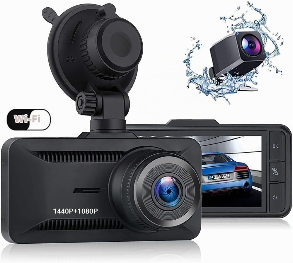 Oryzom Dashcam 4K Pro – Enregistrement Ultra HD avec caméras Avant/arrière, Vision Nocturne et Surveillance 24h/24(Chargeur de Voiture Standard 4k + 1080P + Allume-Cigare)
