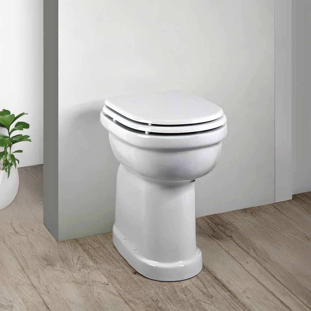 Sanitario Per Anziani Con Altezza 49 Cm E Installazione Standard Con Scarico A Pavimento | Water da L 37,5 x P 52 x H 49 cm Per Facilitare La Mobilità Degli Anziani In Ceramica Bianca