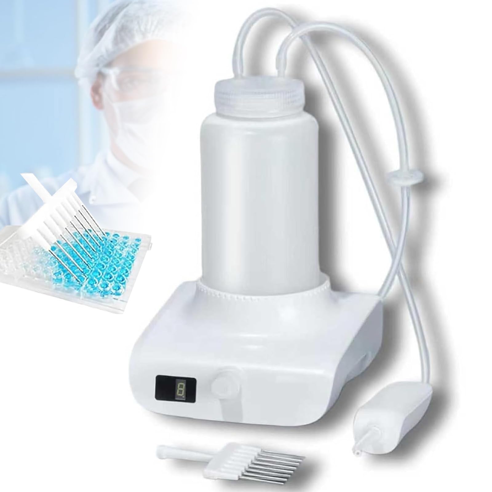 Recykling płynów laboratoryjnych, 1 l aspirator próżniowy z regulowaną 8-biegową, szybkość ssania 1,6 l/min, idealny do zbierania płynów laboratoryjnych