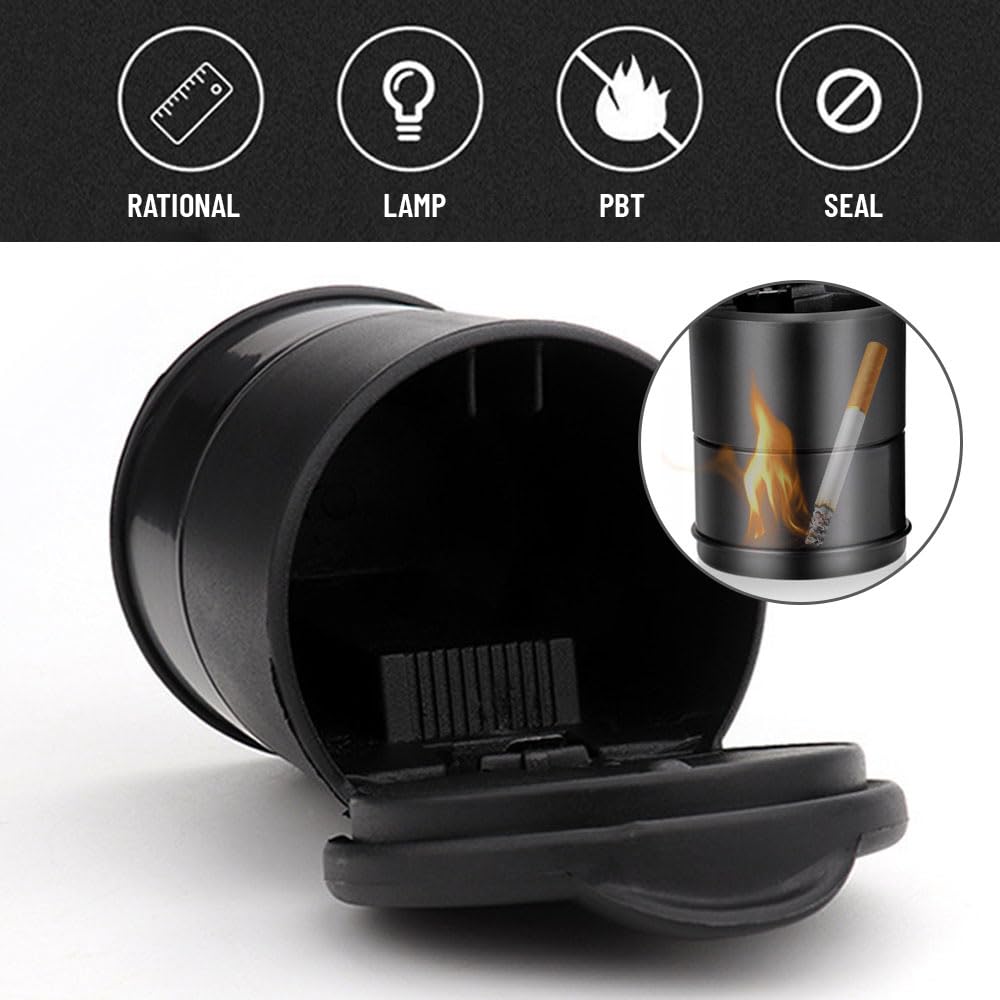 Chingde Smell Proof Car Ashtray with Lid, Portable Plastic Cup Ashtray for Travel, Home, Office (Black) 3