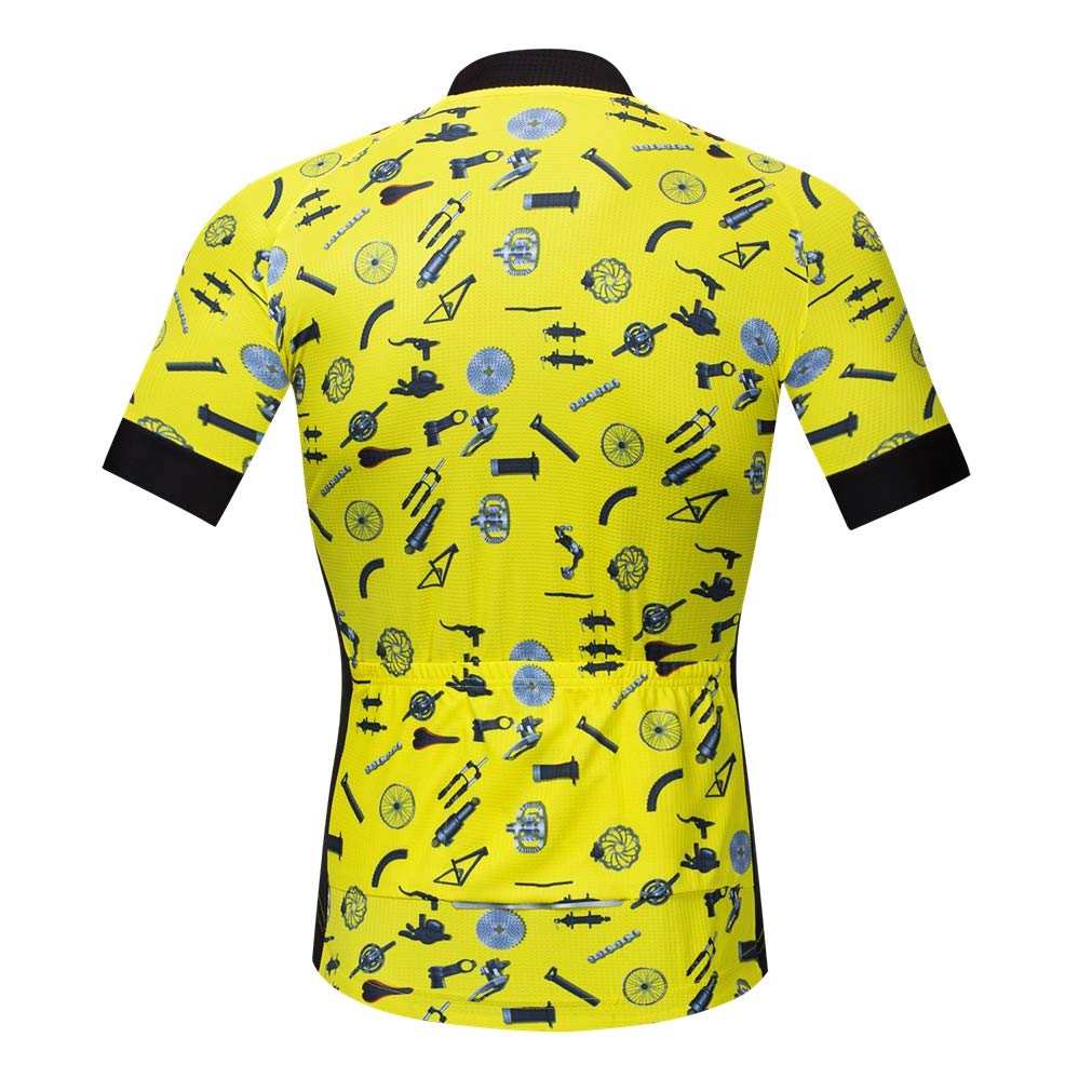 Cycling Jersey Men Short Sleeve Pro Team MTB Bike Tops Clothing Wear Cycling Yellow XXL