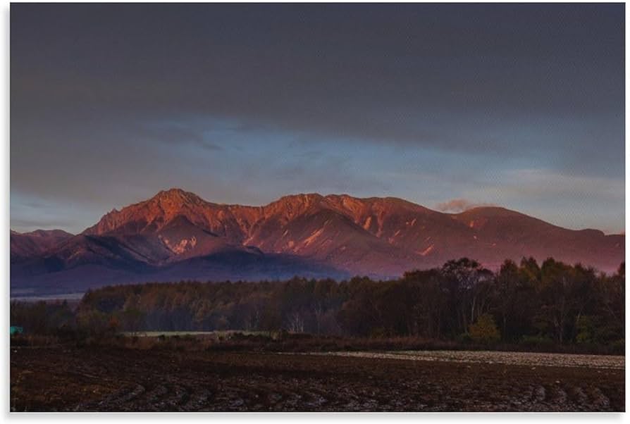 八ヶ岳　秋の山景色 日本画 木製フレーム付き 八ヶ岳秋の山景色 日本画 木製フレーム付き