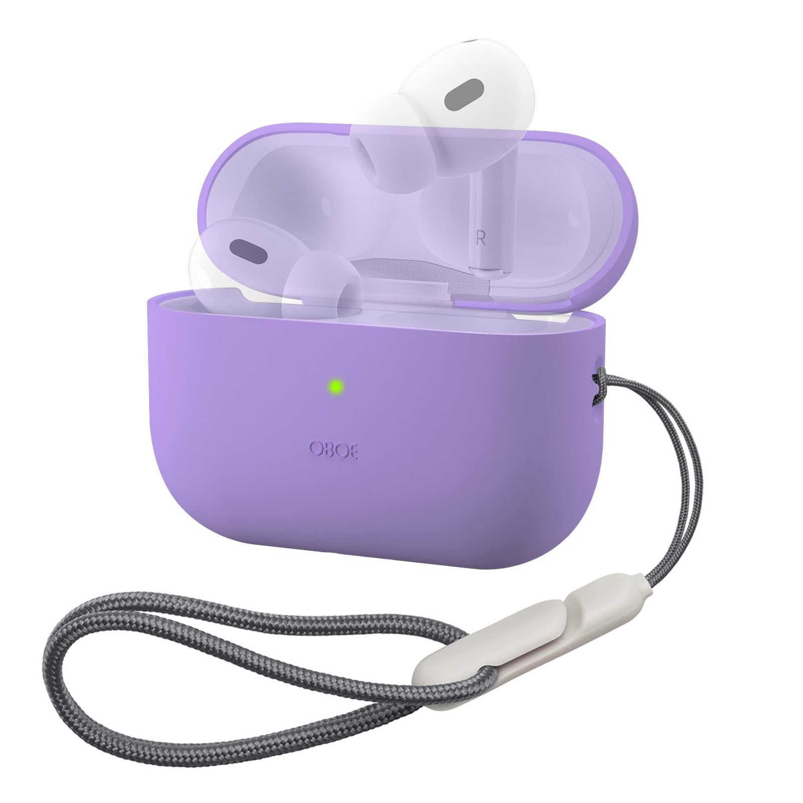 Oboe Soft Silicone Protective Case Cover Compatible with Apple AirPods Pro 2 Case with Anti-Lost Lanyard (Light Purple) [AIRPODS & Charging CASE NOT Included]-image-23
