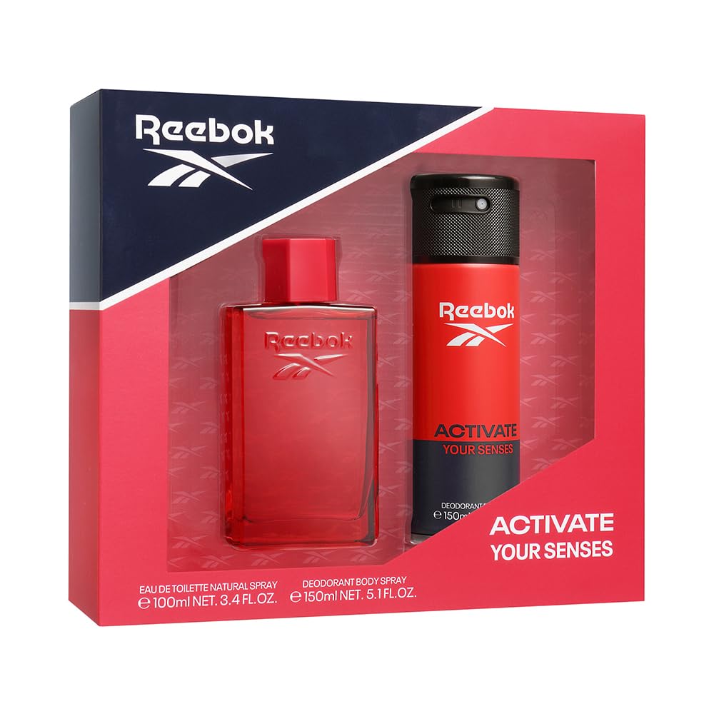 Reebok Activate Your Senses Estuche Regalo Perfumes Hombre Pack de 2 Piezas Eau de Toilette 100ml y Desodorante Body Spray 150ml Set Fragancia Aromática