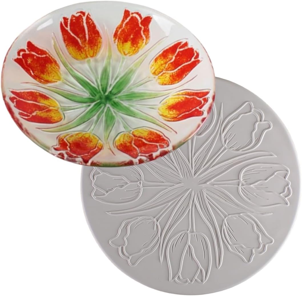 10.25"RD.-Deep .5" Tulip Texture Mold Glass Fusing