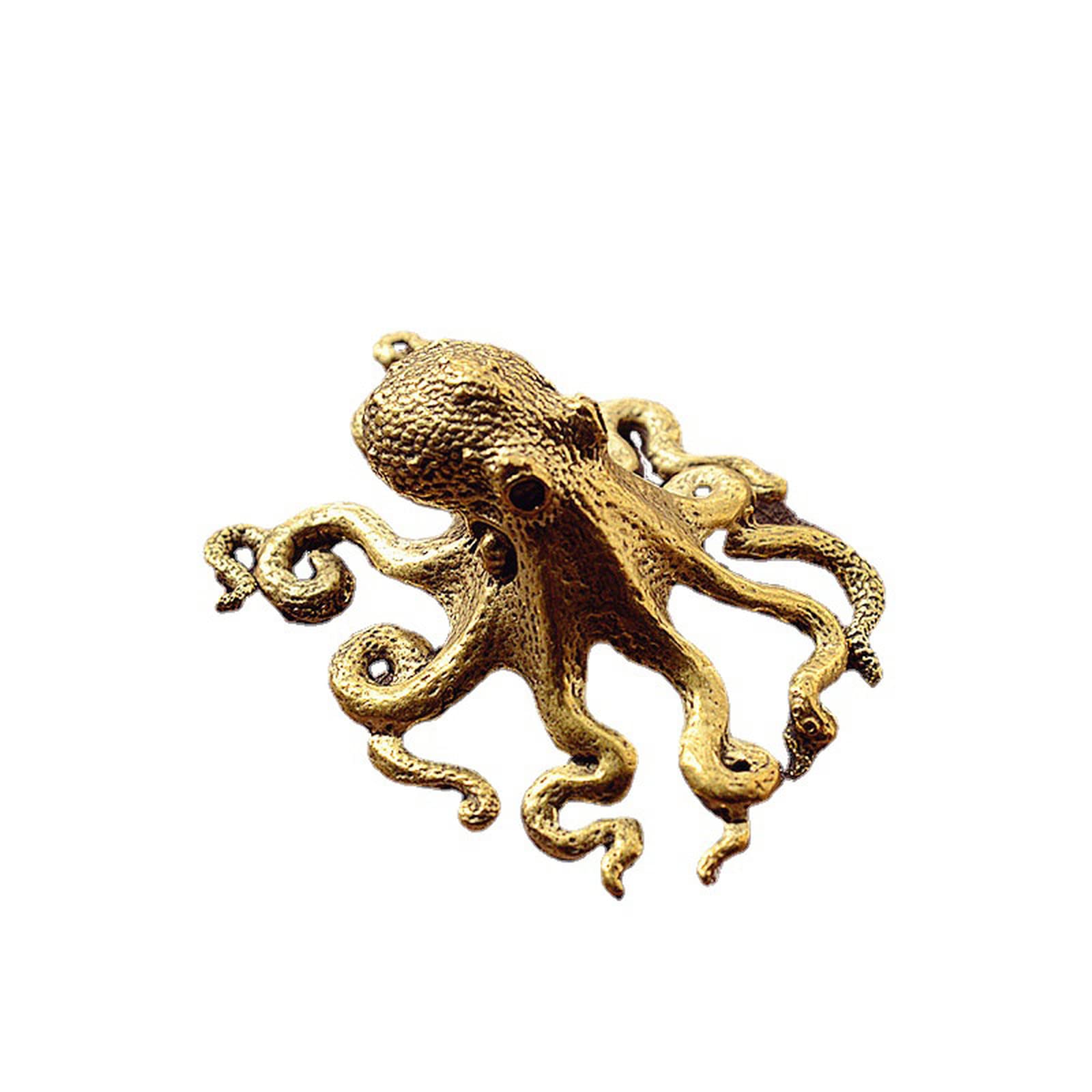 NGDFGR Small Octopus Statue Metal Brass Tea Pet Table Ornament,Octopus Miniatures Figurine Lucky Home Decorations Accessories Tea Set Craft