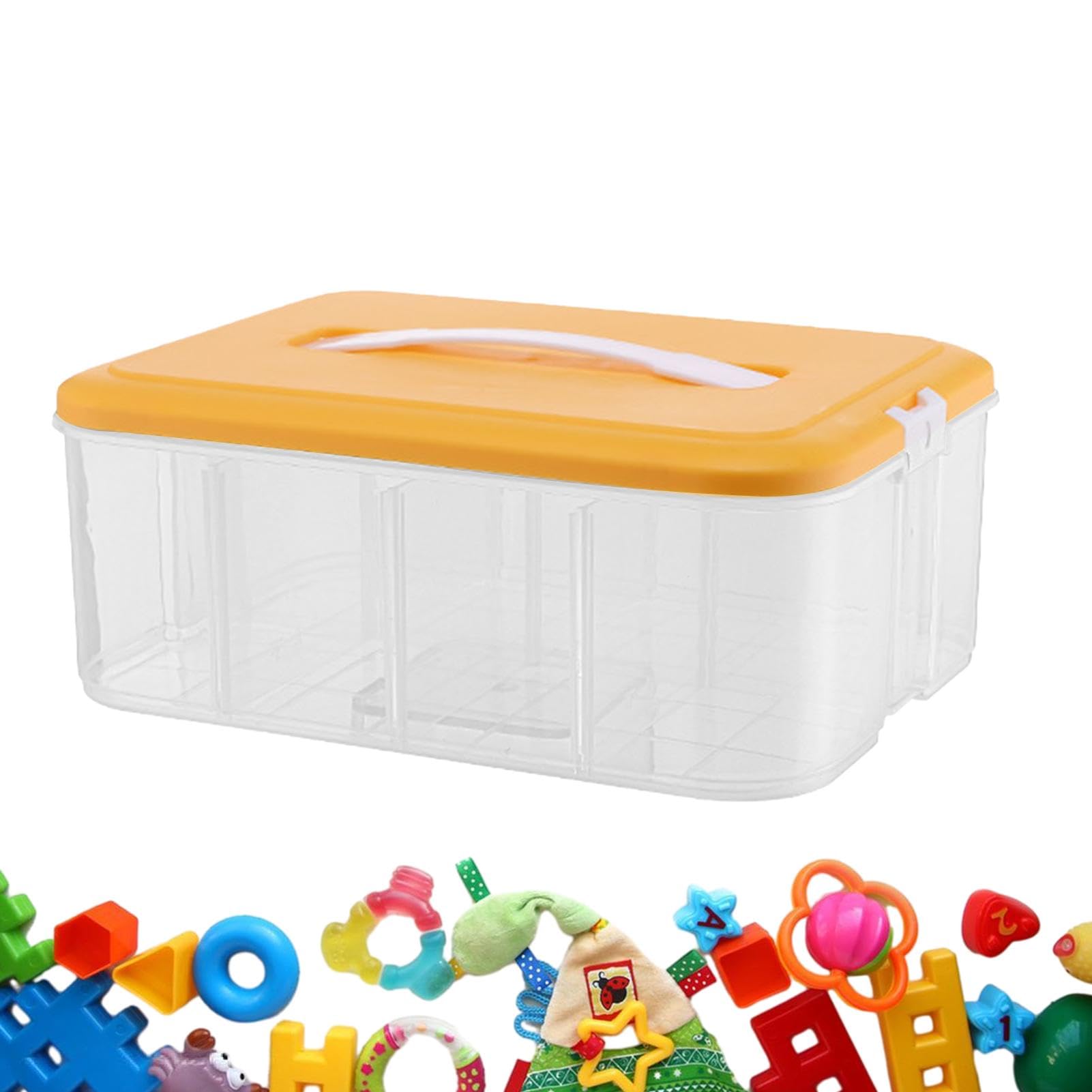 Boîte de rangement pour blocs de construction et pièces artisanales à compartiments transparents