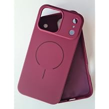 More Gsm iPhone 17 ProMax i in Manyetik, Magsafe ile Uyumlu Lansman, Darbeye Dayan kl  Kadife   Y zeyli Wireless Kablosuz Sarj  zellikli Esnek Silikon K l f Bordo