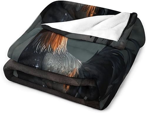 Miniatura 3 de Manta de gallo de gallo de pollo, manta rústica de forro polar de 50 x 60 pulgadas, manta de felpa suave y mullida, acogedora y ligera, para sofá,