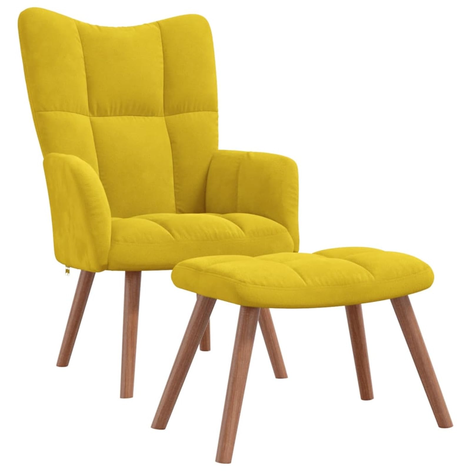 Relaxsessel mit Hocker Senfgelb Samt Lesestuhl Bequemer Sessel Reading Chair - 328069