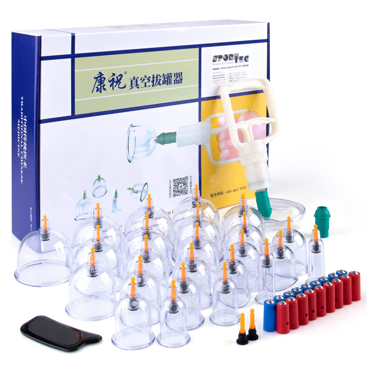 Sport-Tec Schröpfglas-Set mit Vakuumpumpe, 27-TLG.