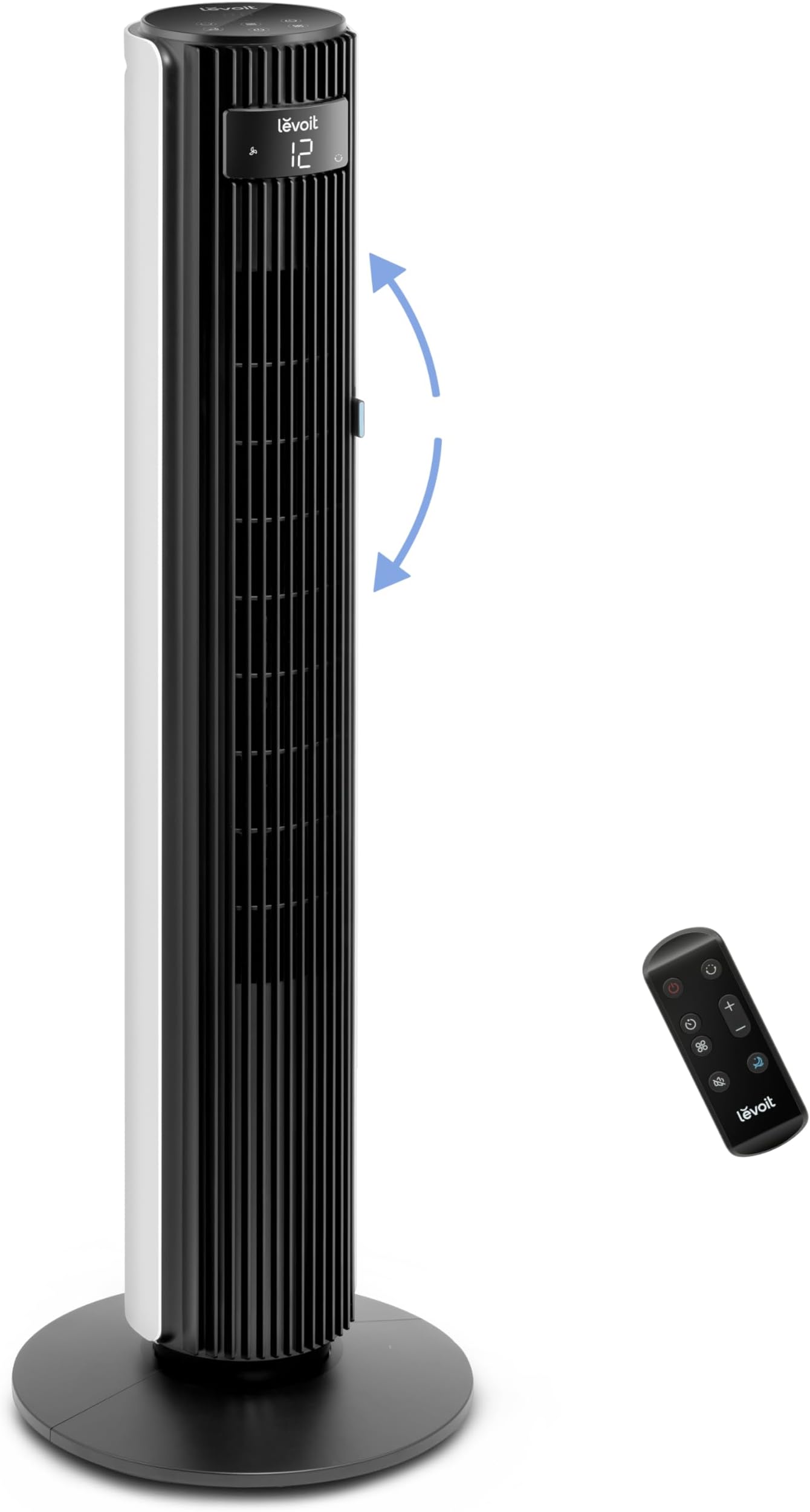 Levoit 25dB Silent Tower Fan for Large Bedroom 42 Inch, 23W Low Energy | 7.9m/s Powerful Velocity, Adjustable 60° Up-down Wind & 90° Oscillating Bladeless Fan with Remote 12 Speeds 4 Modes 12H Timer