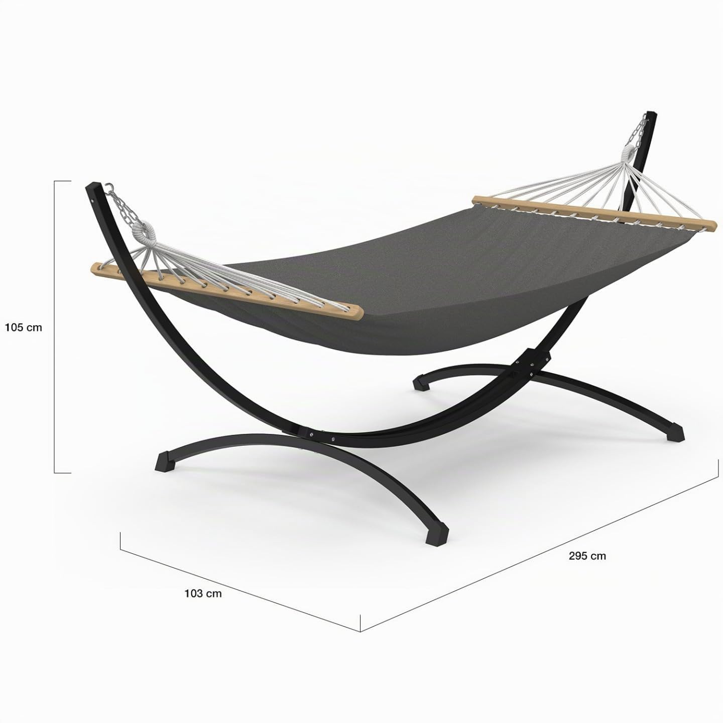 IDMarket - Amaca XL con supporto in metallo nero e telo grigio antracite
