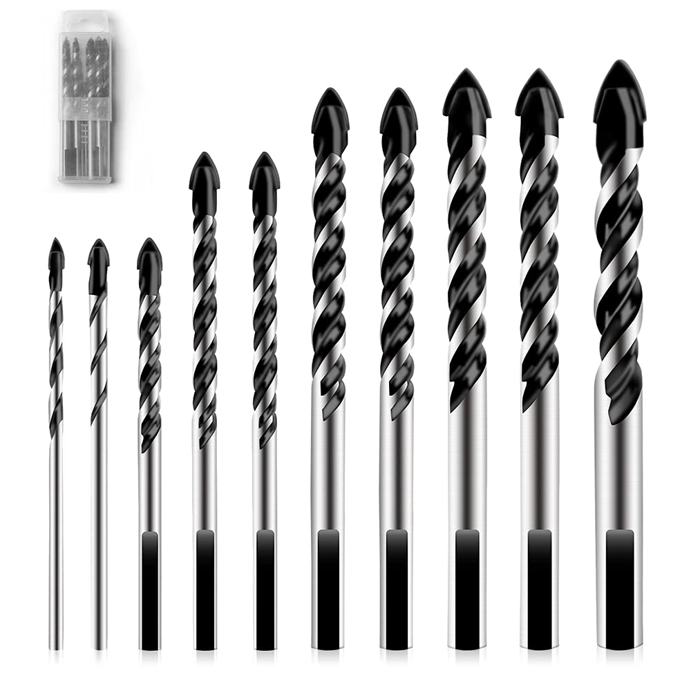 10Piece Masonry Drill Bits Set, Uranshin Black Concrete
