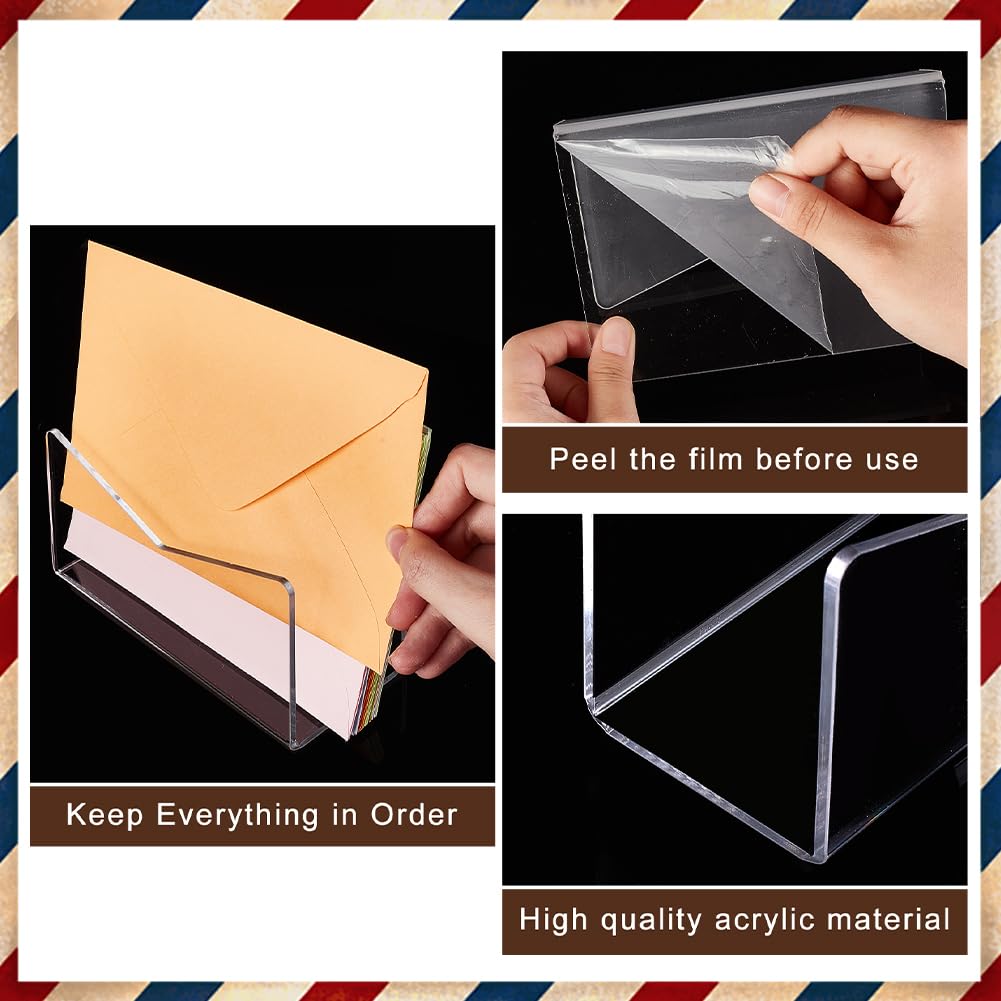 AHANDMAKER 2 organizer per documenti in acrilico per scrivania, organizer da scrivania in acrilico, organizer per posta, espositore per posta da tavolo, accessori da scrivania per ufficio, per buste,