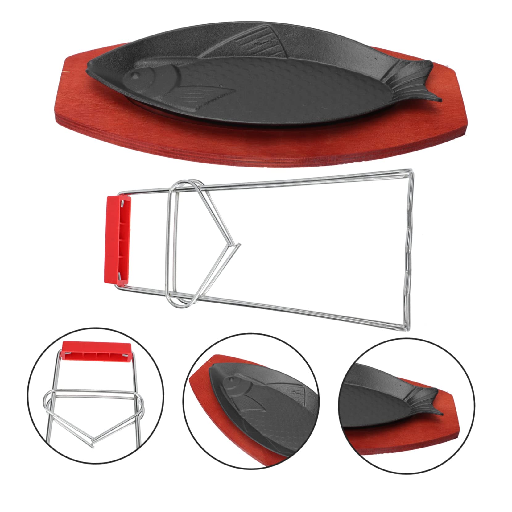 GRIRIW 1Set Fish Shaped Frying Pan Portable Non Stick Bbq Plate for Home Cooking Materials for Steaks and Parties