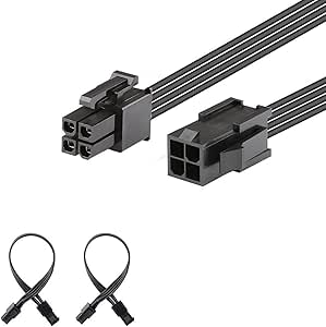 J&amp;D 2 Paquetes ATX 4 Pin Cable de Extensión para CPU, Macho a Hembra Cable de Extensión - 20cm