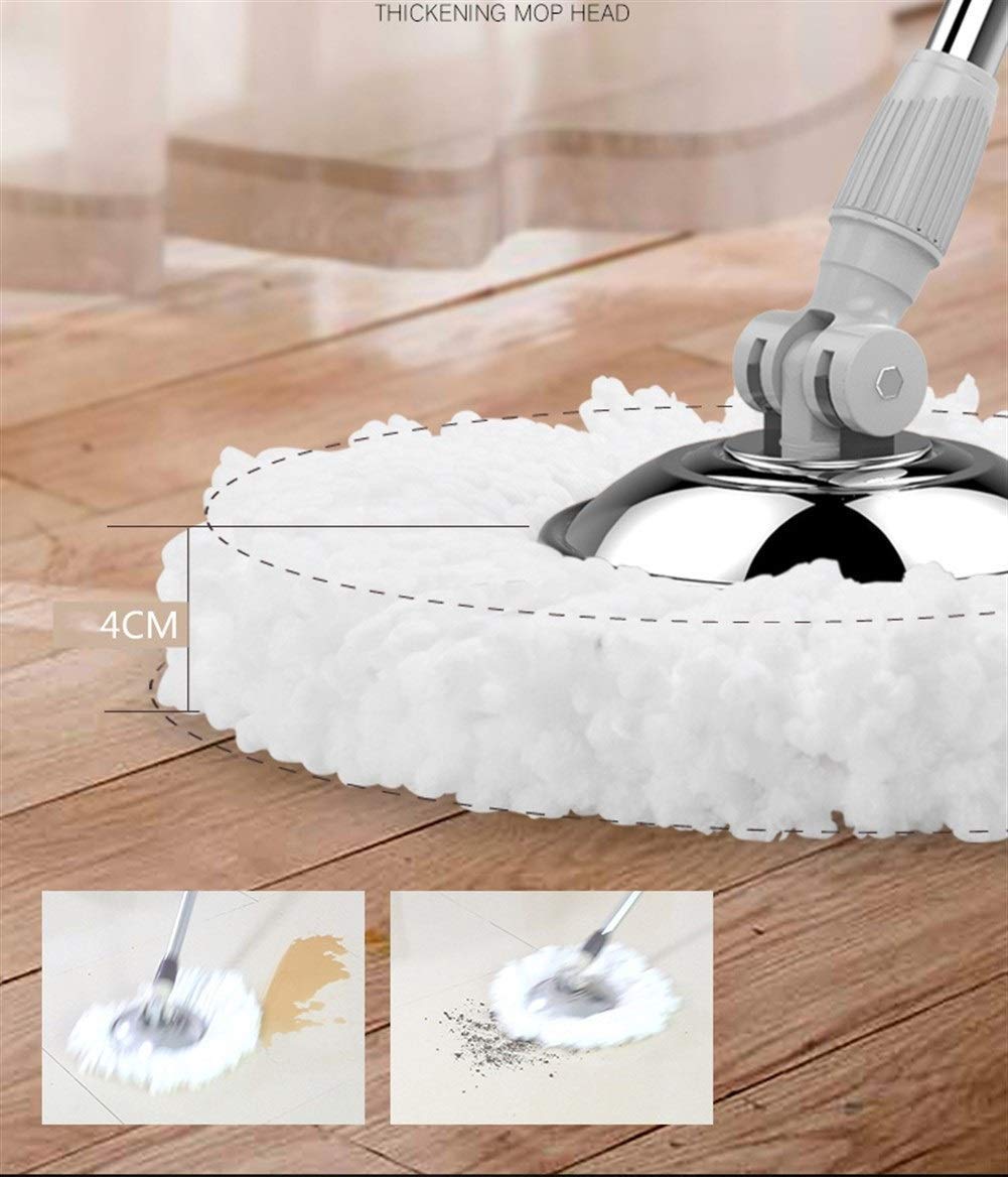 Mop Pavimenti Secchio in Acciaio Inossidabile Mop in Microfibra Spin Mop Dual Drive 360 ​​Mop Head Rotante con 9 Mop Head Refill Leva mocio Interamente in Acciaio Inossidabile
