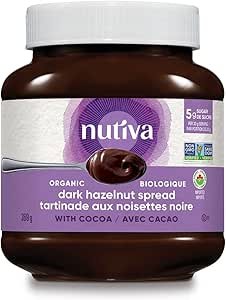 Nutiva Organic Vegan Hazelnut Spread, Dark, 369 Gram| Non-GMO, Fair Trade &amp; Sustainably Sourced | Vegan &amp; Gluten-Free | Plant-Based Superfood Spread with Less Sugar