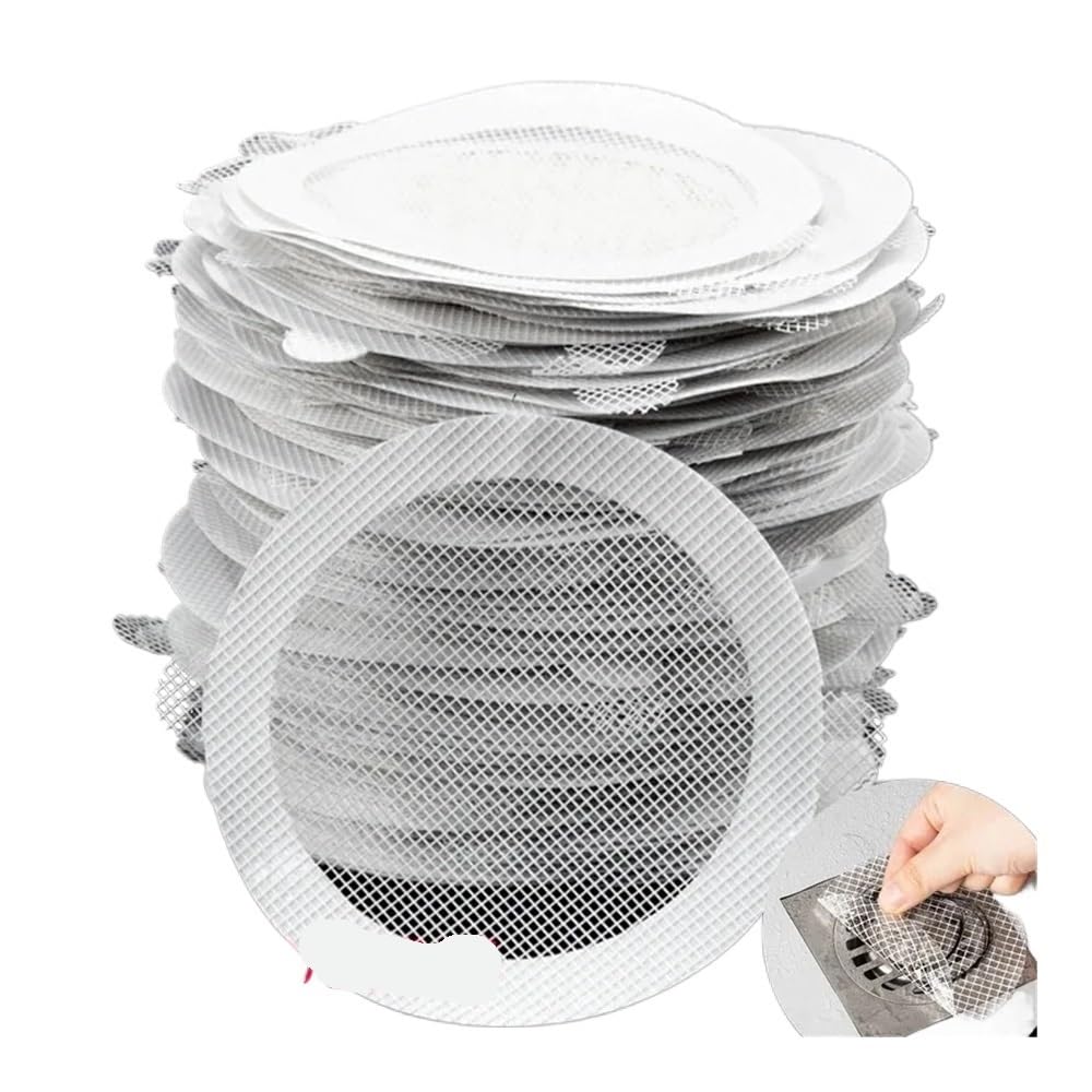 Filtro desechable antibloqueo adhesivo de drenaje de suelo de malla para recoger el pelo, tapón de drenaje de ducha, cocina, baño, fregadero bloqueador (rotundidad, 20 unidades)