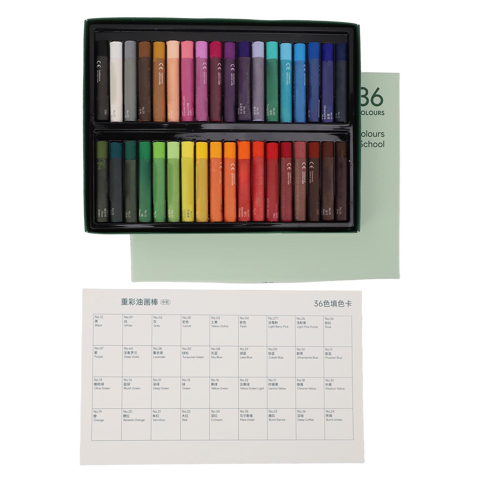 Pastele olejne Mavaol Bezpieczna średnio miękka konsystencja Żywe kolory Opakowanie w pudełku Bezzapachowe kredki olejne do szablonów Kolorowanie kropek (36 Colors)