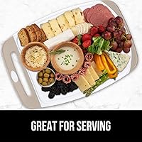 Vista 9 de GORILLA GRIP Juego de 3 tablas de cortar de cocina reversibles sin BPA, diseñadas en Estados Unidos, no porosas, ranuras para jugos, borde